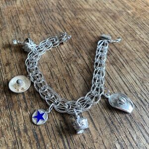 Vintage 1960’s Sterling silver Texas Lonestar Charm bracelet🤠